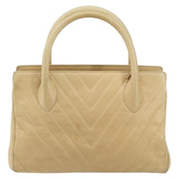 Chanel Vintage Convertible Tote Chevron Lambskin Beige Leather Tote Bag Bag (Authentic Pre-Loved)