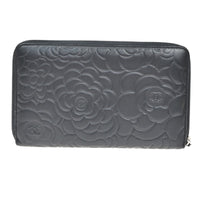 Chanel Camellia Zip Around Organizer Leather Black Leather Wallets Accessory (Authentic Pre-Loved)