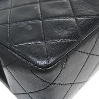 Chanel Vintage Square Classic Single Flap Bag Vertical Quilt Lambskin Black Leather Handbag (Authentic Pre-Loved)