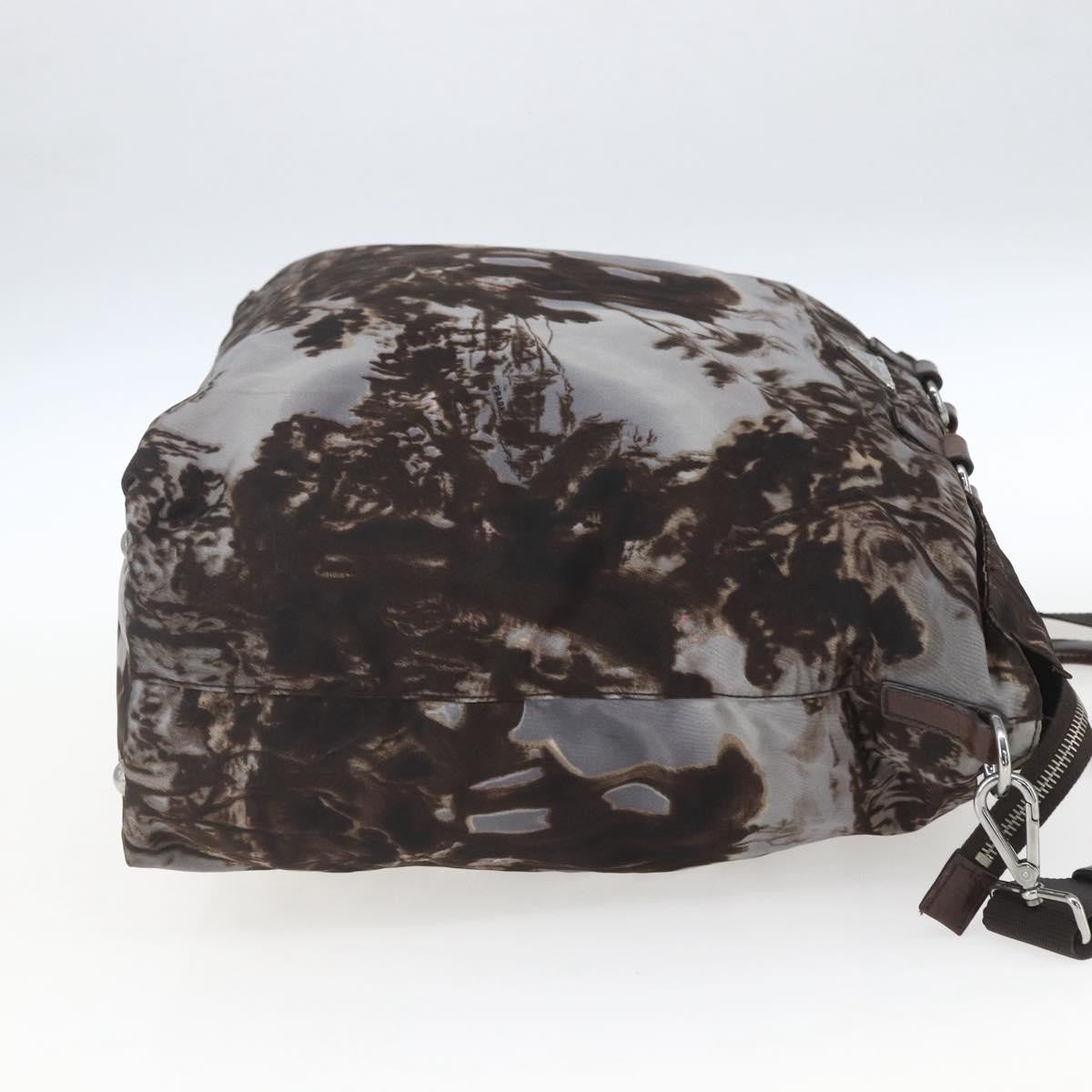 Prada Convertible Tote Printed Tessuto Brown Nylon Tote Bag Bag (Authentic Pre-Loved)