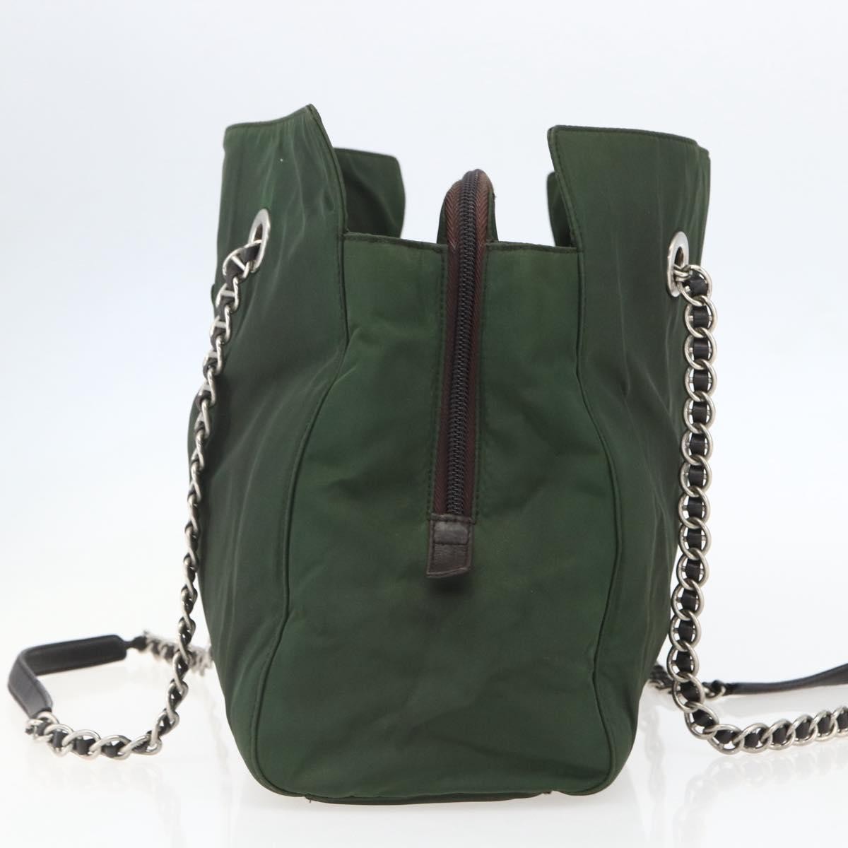 Prada Re-Edition 1995 Chain Tote Quilted Re-Nylon Khaki Nylon Shoulder Bag Bag (Authentic Pre-Loved)
