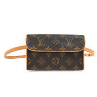 Louis Vuitton Florentine Waist Bag Monogram Canvas Brown Leather Clutche & Pouche Bag (Authentic Pre-Loved)