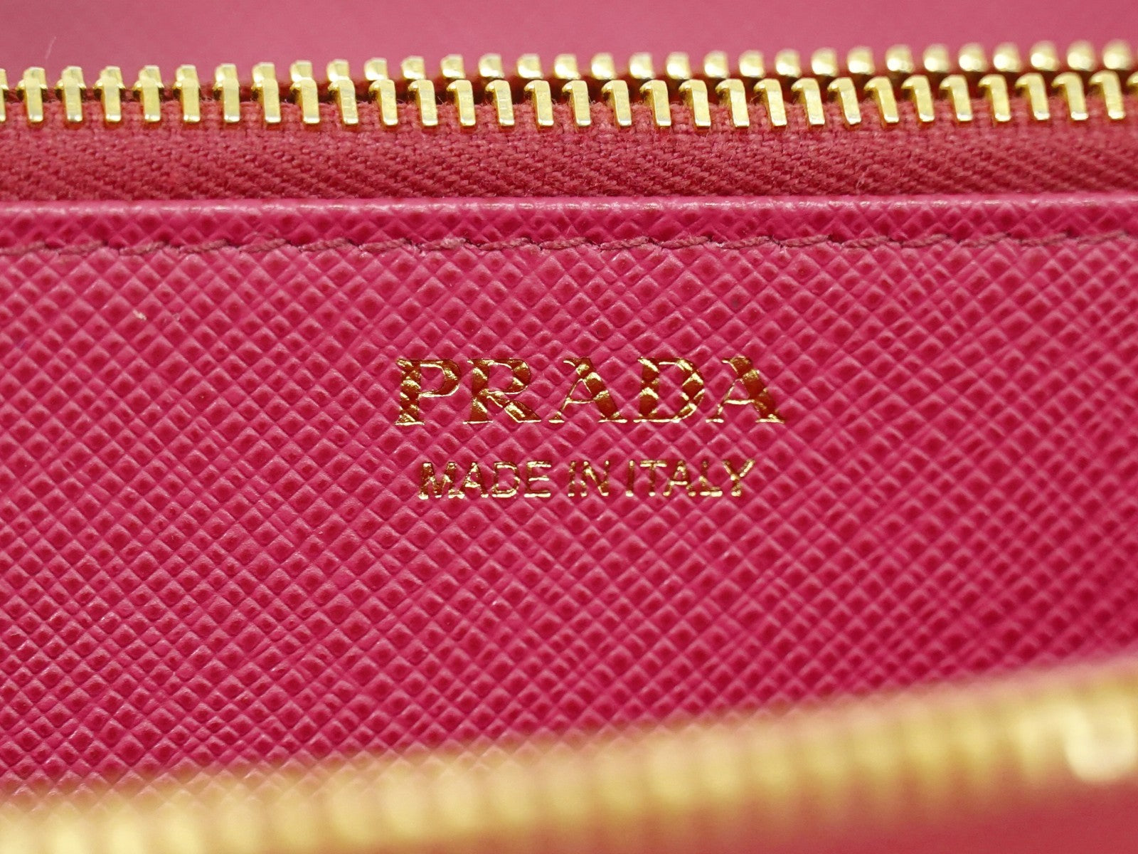 Prada Zip Around Tab Wallet Saffiano Leather Pink Leather Wallets Accessory (Authentic Pre-Loved)