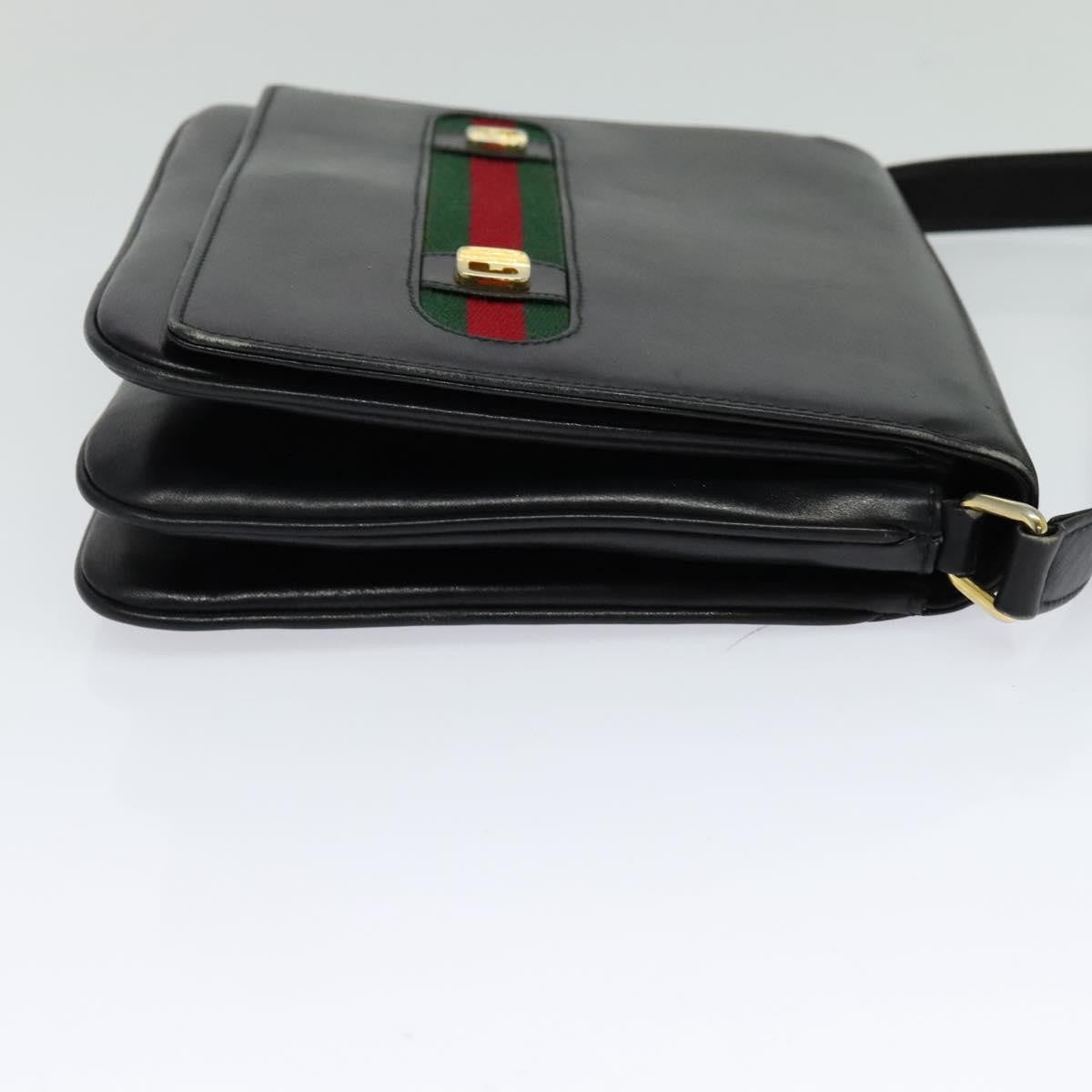 Gucci Sherry Line Shoulder Bag Leather Black Leather Shoulder Bag Bag (Authentic Pre-Loved)