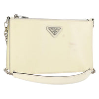 Prada Chain Crossbody Bag Vernice Saffiano Leather White Leather Shoulder Bag Bag (Pre-Loved)