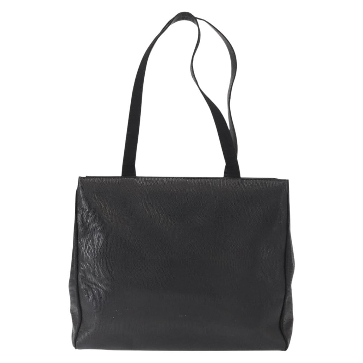 Salvatore Ferragamo Vala Tote Leather Black Leather Tote Bag Bag (Authentic Pre-Loved)