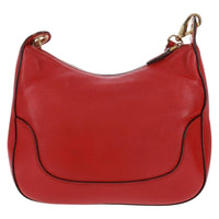 Prada Striped Strap Zip Hobo Vitello Daino Red Leather Shoulder Bag Bag (Pre-Loved)