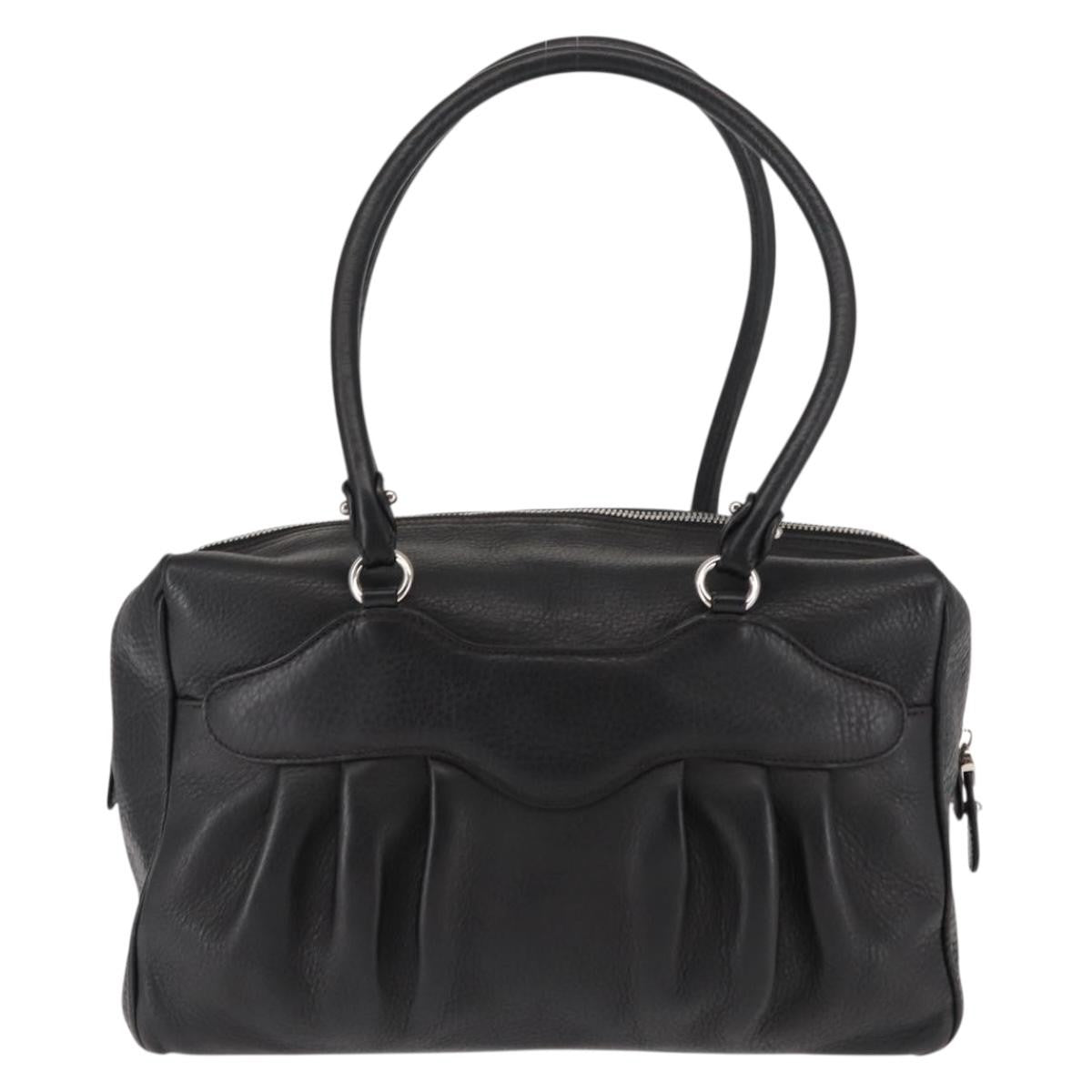 Salvatore Ferragamo Gancini Buckle Shoulder Bag Leather Black Leather Shoulder Bag Bag (Authentic Pre-Loved)