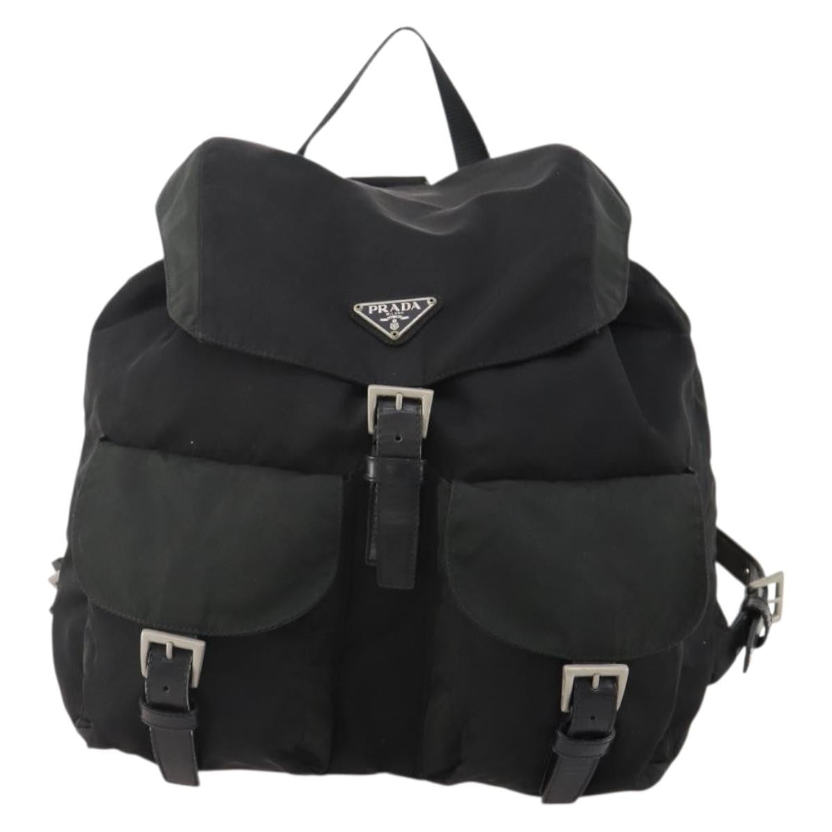Prada Double Front Pocket Backpack Tessuto Black Nylon Backpack Bag (Authentic Pre-Loved)