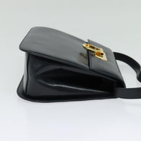 Salvatore Ferragamo Gancini Shoulder Bag Leather Navy Leather Shoulder Bag Bag (Pre-Loved)