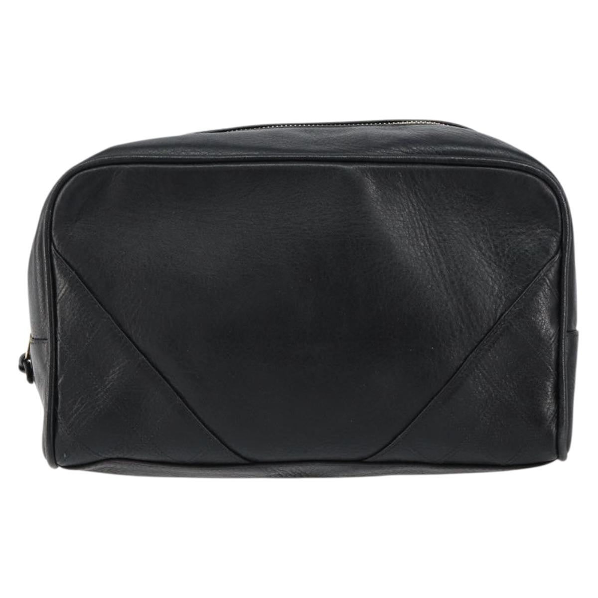 Chanel Chanel Vintage Toiletry Pouch Leather Black Leather Clutche & Pouche Bag (Pre-Loved)