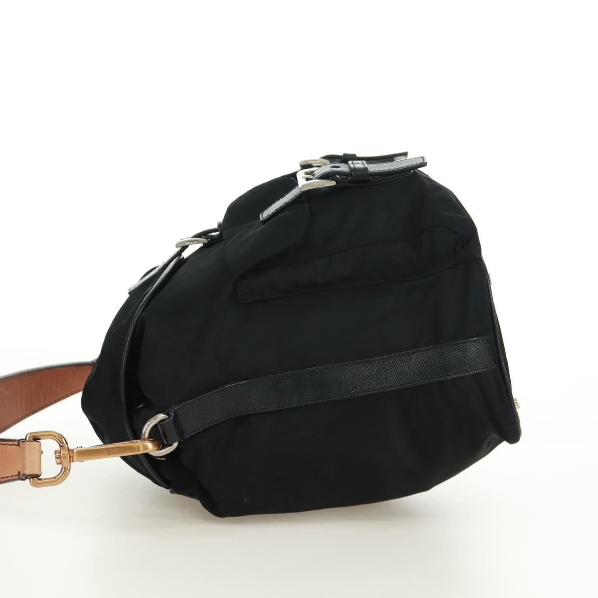 Prada Double Pocket Drawstring Shoulder Bag Tessuto Black Nylon Shoulder Bag Bag (Pre-Loved)