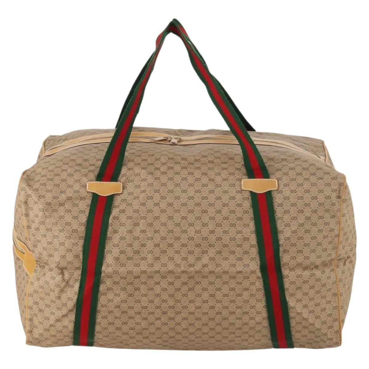 Gucci Web Trim Weekend Duffle Bag Gg Coated Canvas Beige Canvas Travel Bag Bag (Authentic Pre-Loved)