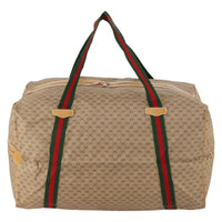 Gucci Web Trim Weekend Duffle Bag Gg Coated Canvas Beige Canvas Travel Bag Bag (Authentic Pre-Loved)