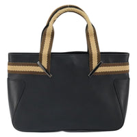 Gucci Vintage Web Tote Leather Black Leather Tote Bag Bag (Pre-Loved)