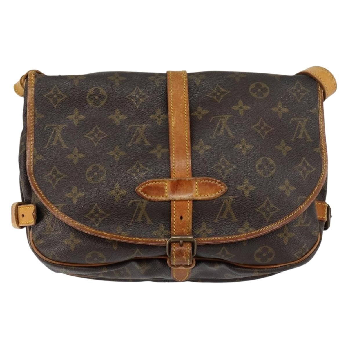 Louis Vuitton Saumur Handbag Monogram Canvas Brown Canvas Shoulder Bag Bag (Pre-Loved)