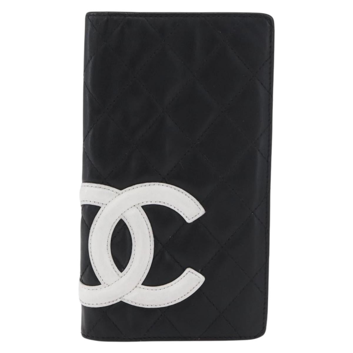 Chanel Cambon Bifold Wallet Quilted Lambskin Black Leather Wallets Accessory (Pre-Loved)