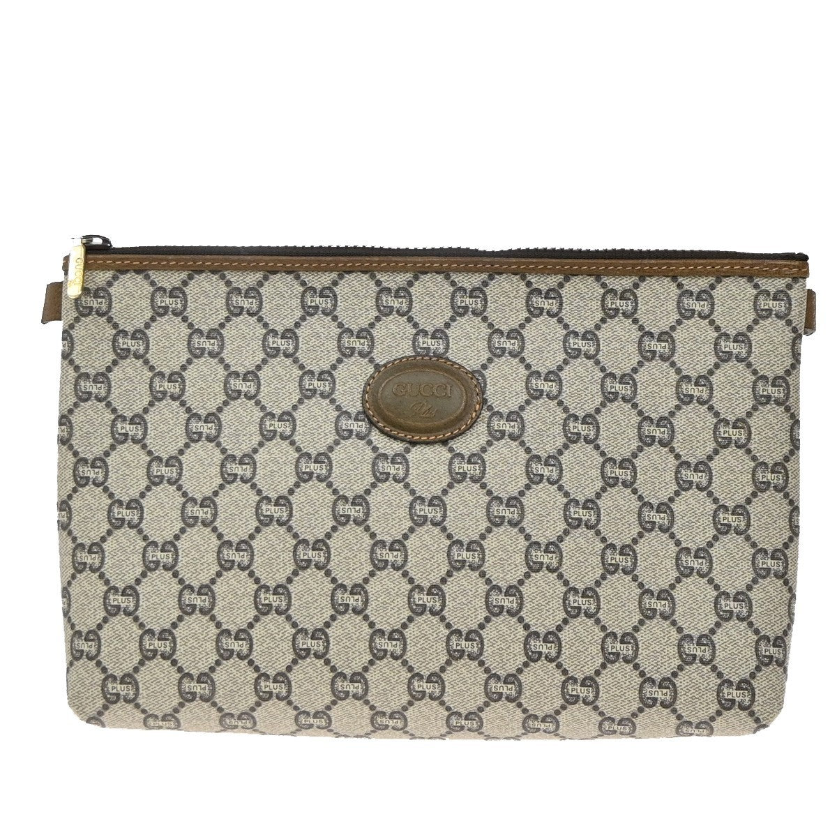 Gucci Gg Plus Supreme Pouch Canvas Brown Pvc Clutche & Pouche Bag (Authentic Pre-Loved)