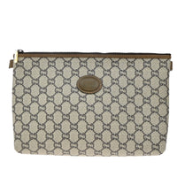 Gucci Gg Plus Supreme Pouch Canvas Brown Pvc Clutche & Pouche Bag (Authentic Pre-Loved)