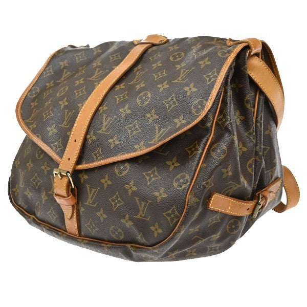 Louis Vuitton Saumur Handbag Monogram Canvas Brown Canvas Shoulder Bag Bag (Pre-Loved)