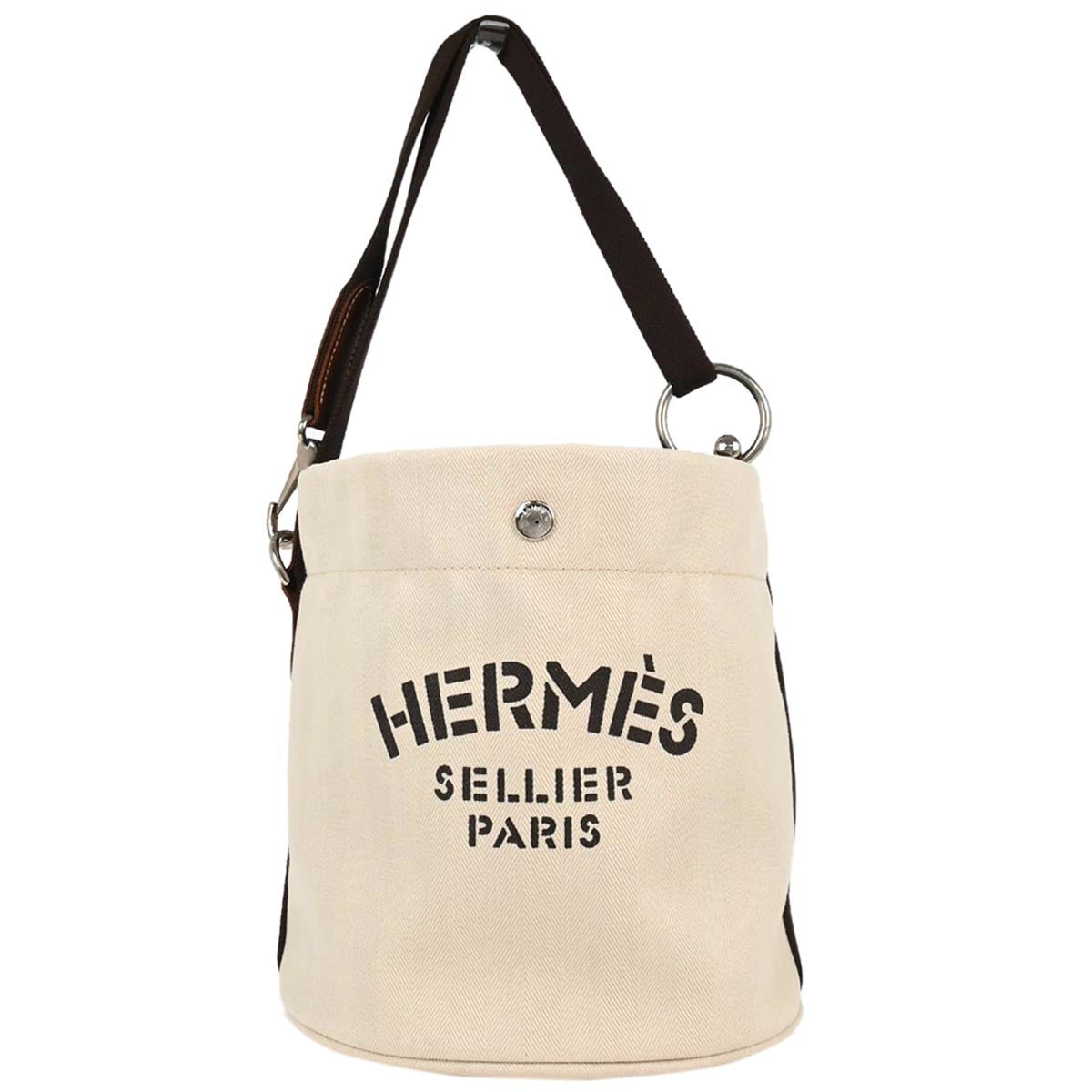 Hermes Grooming Handbag Canvas Beige Canvas Shoulder Bag Bag (Pre-Loved)