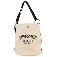 Hermes Grooming Handbag Canvas Beige Canvas Shoulder Bag Bag (Pre-Loved)