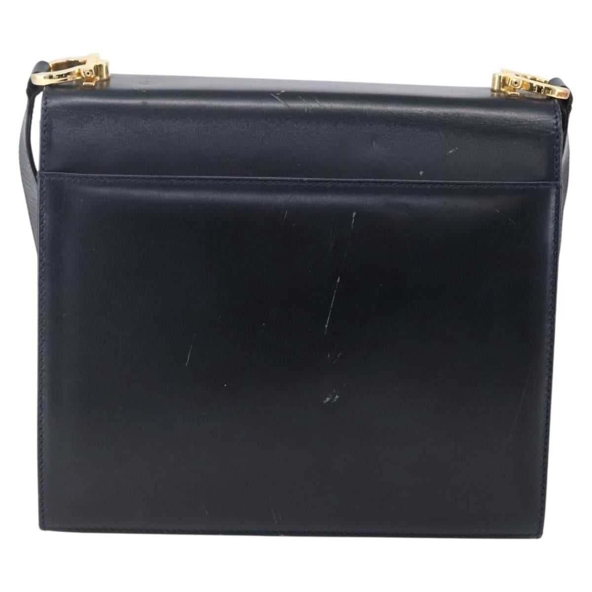 Salvatore Ferragamo Gancini Shoulder Bag Leather Navy Leather Shoulder Bag Bag (Pre-Loved)