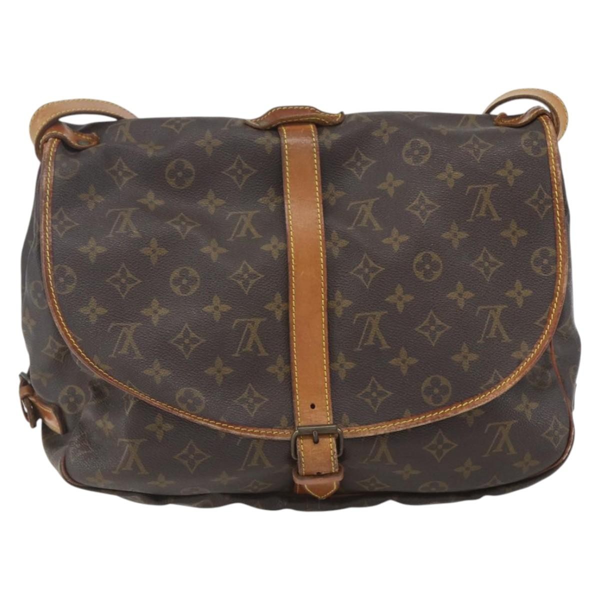 Louis Vuitton Saumur Handbag Monogram Canvas Brown Canvas Shoulder Bag Bag (Authentic Pre-Loved)