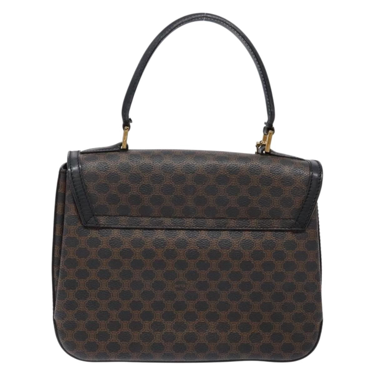 Celine Vintage Convertible Top Handle Bag Macadam Coated Canvas Black Canvas Handbag (Authentic Pre-Loved)
