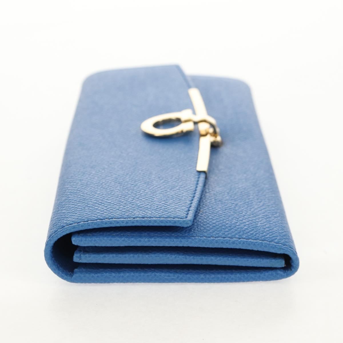 Salvatore Ferragamo Gancini Flap Continental Wallet Leather Blue Leather Wallets Accessory (Pre-Loved)