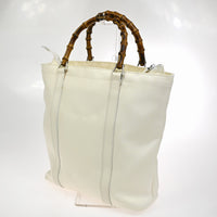 Gucci Gucci Convertible Bamboo Zip Tote Nylon White Nylon Tote Bag Bag (Pre-Loved)
