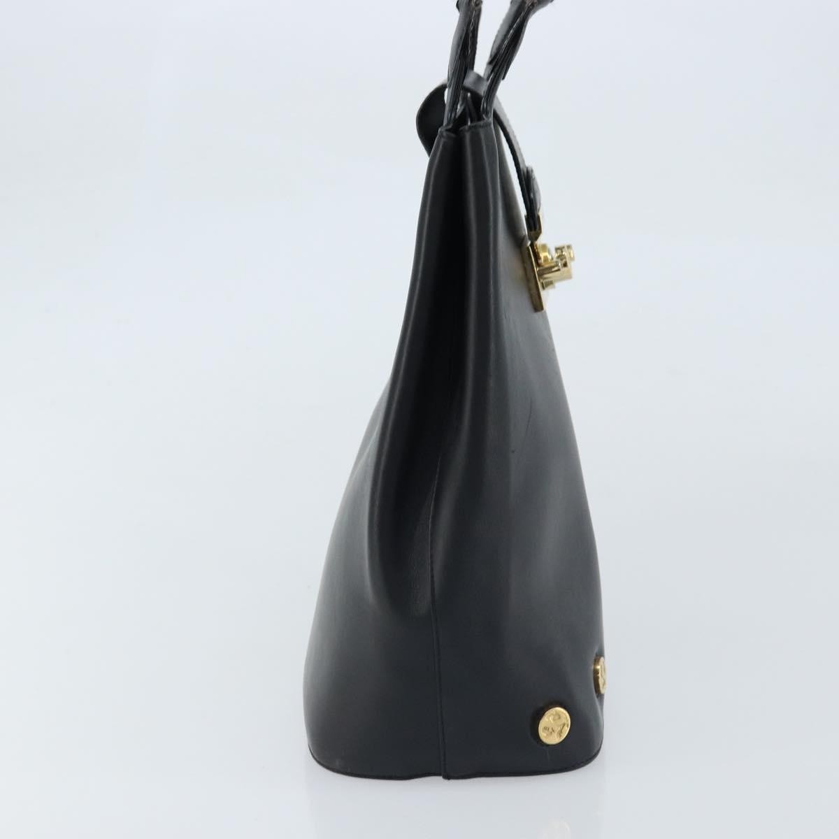 Salvatore Ferragamo Vintage Tote Bag Leather Black Leather Tote Bag Bag (Pre-Loved)