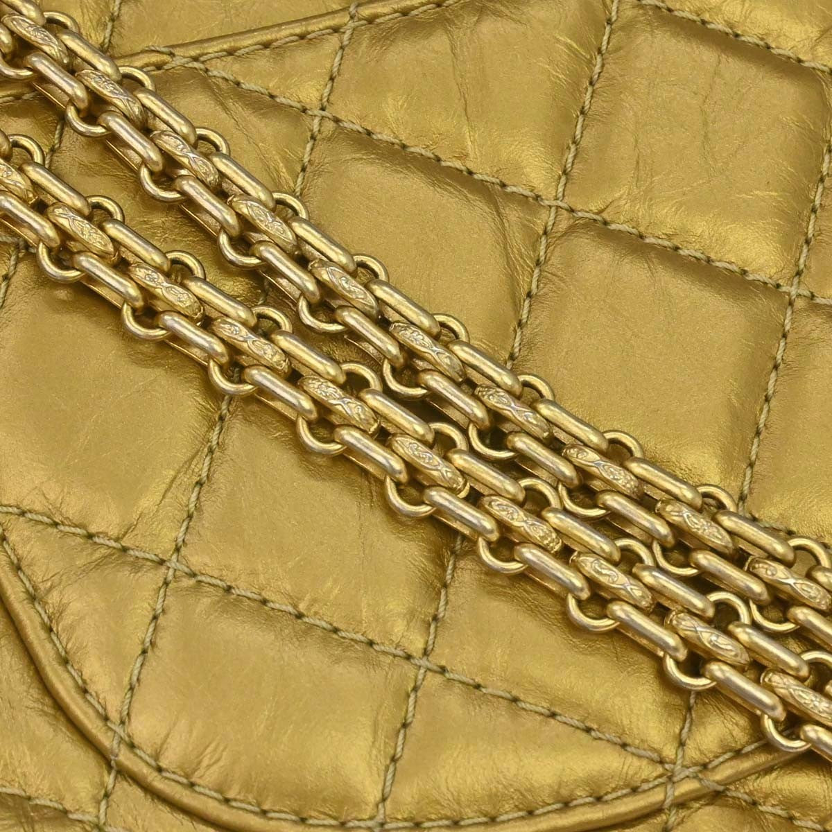 Chanel 2.55 Shoulder Bag Leather Gold Calfskin Shoulder Bag Bag (Authentic Pre-Loved)