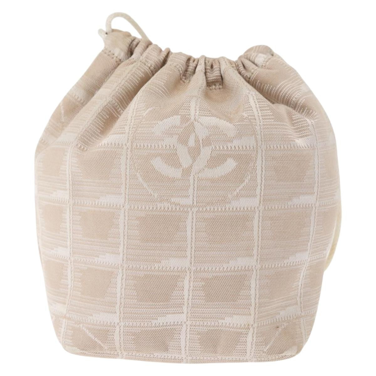 Chanel Travel Line Pouch Nylon Beige Nylon Clutche & Pouche Bag (Authentic Pre-Loved)