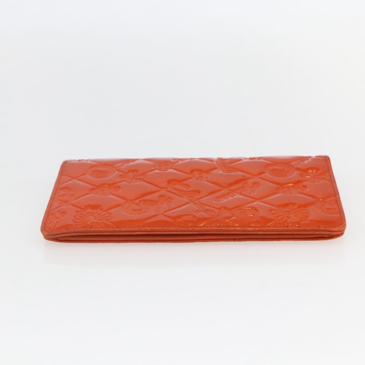 Chanel Lucky Symbols Yen Wallet Embossed Quilted Patent Orange Patent_Leather Wallets Accessory (Authentic Pre-Loved)