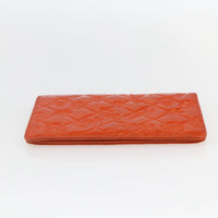 Chanel Lucky Symbols Yen Wallet Embossed Quilted Patent Orange Patent_Leather Wallets Accessory (Authentic Pre-Loved)