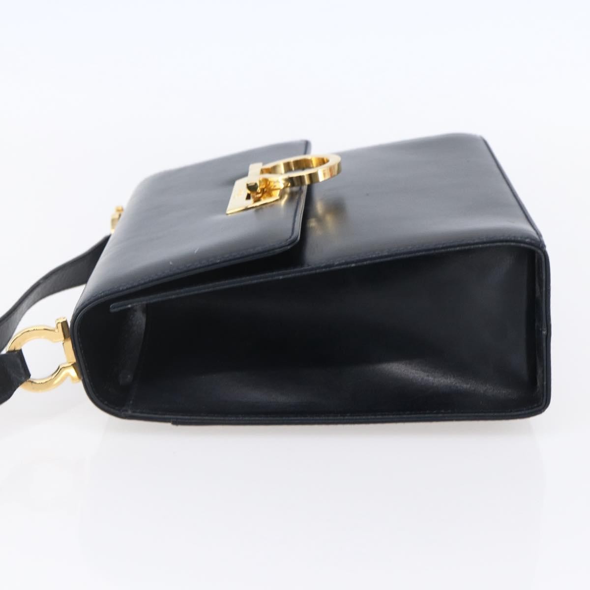 Salvatore Ferragamo Gancini Shoulder Bag Leather Navy Leather Shoulder Bag Bag (Pre-Loved)