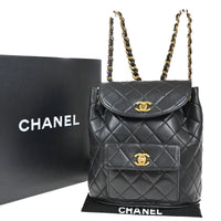 Chanel Duma Drawstring Backpack Quilted Leather Black Leather Backpack Bag (Authentic Pre-Loved)