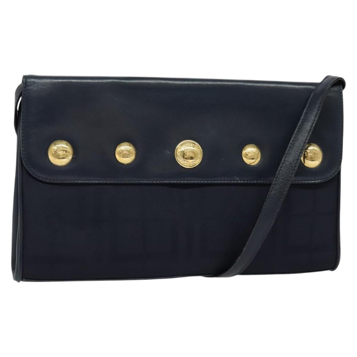 Burberry Flap Shoulder Bag Canvas Navy Canvas Shoulder Bag Bag (Authentic Pre-Loved)