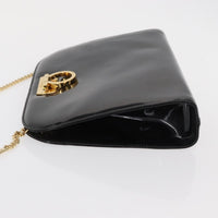 Salvatore Ferragamo Vintage Gancini Chain Shoulder Bag Patent Leather Black Patent_Leather Shoulder Bag Bag (Authentic Pre-Loved)