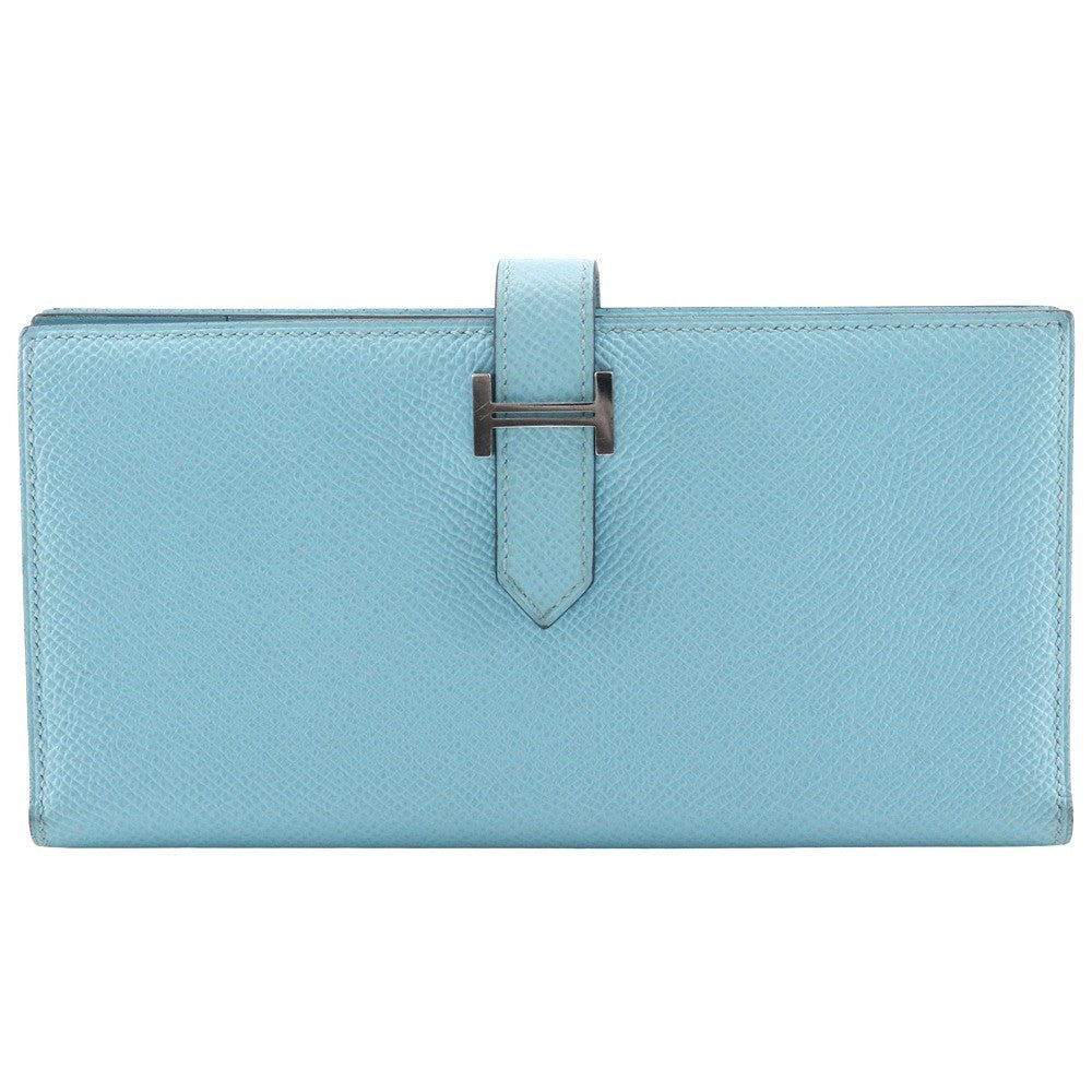 Hermes Bearn Wallet Epsom Blue Leather Wallets Accessory (Pre-Loved)