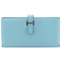 Hermes Bearn Wallet Epsom Blue Leather Wallets Accessory (Pre-Loved)