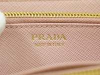 Prada Bow Zip Around Wallet Saffiano Leather Pink Leather Wallets Accessory (Authentic Pre-Loved)