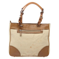 Prada Vintage Convertible Tote Canvas And Leather Beige Canvas Tote Bag Bag (Pre-Loved)