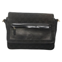 Gucci Flap Messenger Bag Gg Coated Canvas Black Canvas Shoulder Bag Bag (Authentic Pre-Loved)
