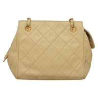 Chanel Chain Shoulder Bag Leather Beige Leather Shoulder Bag Bag (Pre-Loved)