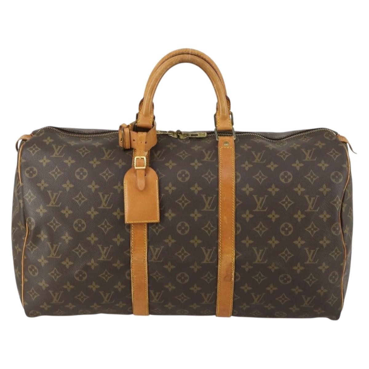 Louis Vuitton Keepall Bag Monogram Canvas Brown Canvas Travel Bag Bag (Authentic Pre-Loved)