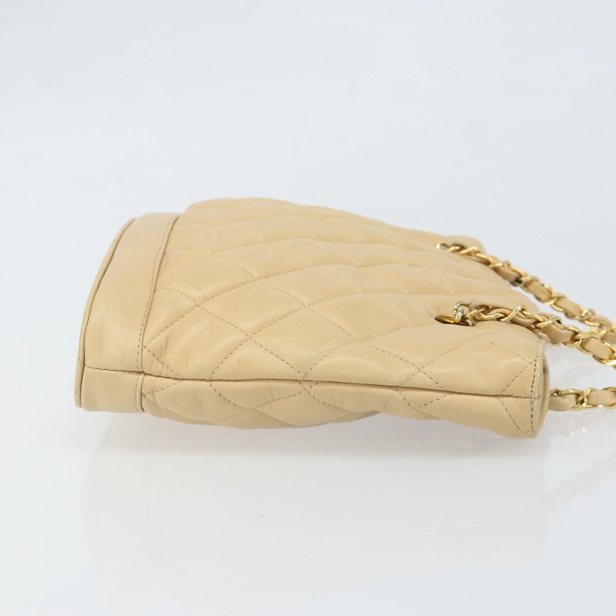 Chanel Vintage Cc Chain Shopper Quilted Leather Beige Leather Shoulder Bag Bag (Pre-Loved)
