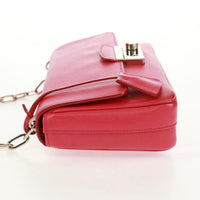 Prada Sound Chain Shoulder Bag Saffiano Leather Red Leather Shoulder Bag Bag (Authentic Pre-Loved)