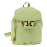 Salvatore Ferragamo Gancini Backpack Suede Green Suede Backpack Bag (Authentic Pre-Loved)